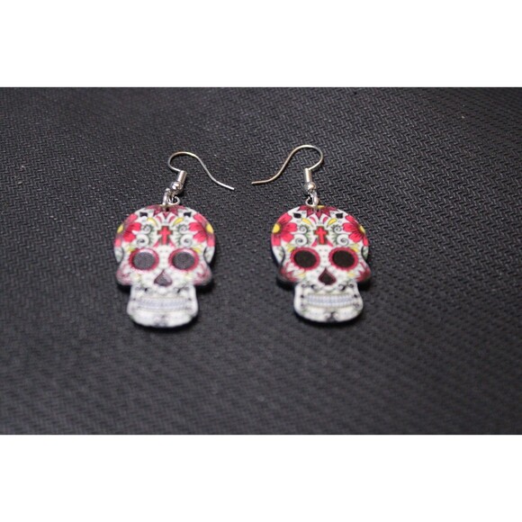 Unbranded Jewelry - gothic fantasy boho skeleton earrings 2" fish hook (style #J848)